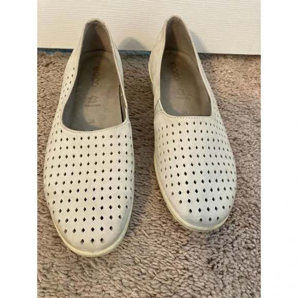 ECCO Felicia Slip-On Wedge Gravel/Gray Suede US 7-7.5 EU 38 Leather - Picture 3 of 12